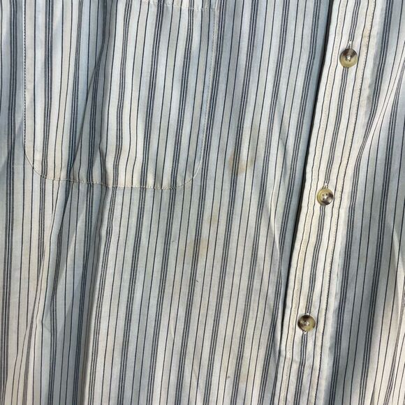 5 for $25🔥King Size White Vertical Striped Button Front Shirt 5XL - Picture 3 of 6